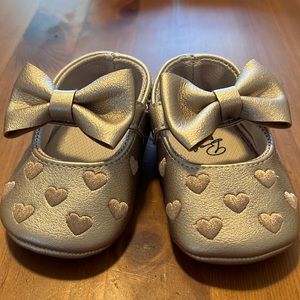 Gold heart baby booties